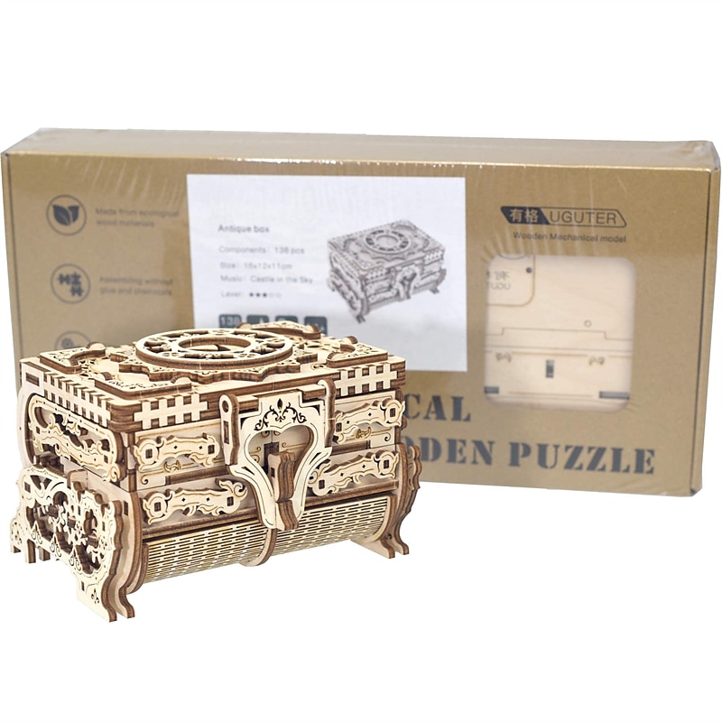 nőnapi ajándékok 3d fa puzzle antik ékszerdoboz zenedoboz készlet barkácsolás otthoni dekoráció lézerrel vágott mechanikus modell anyák napi lenyűgöző ajándékok felnőtteknek anyák napi ajándékok 2025 - $61.99 –P11