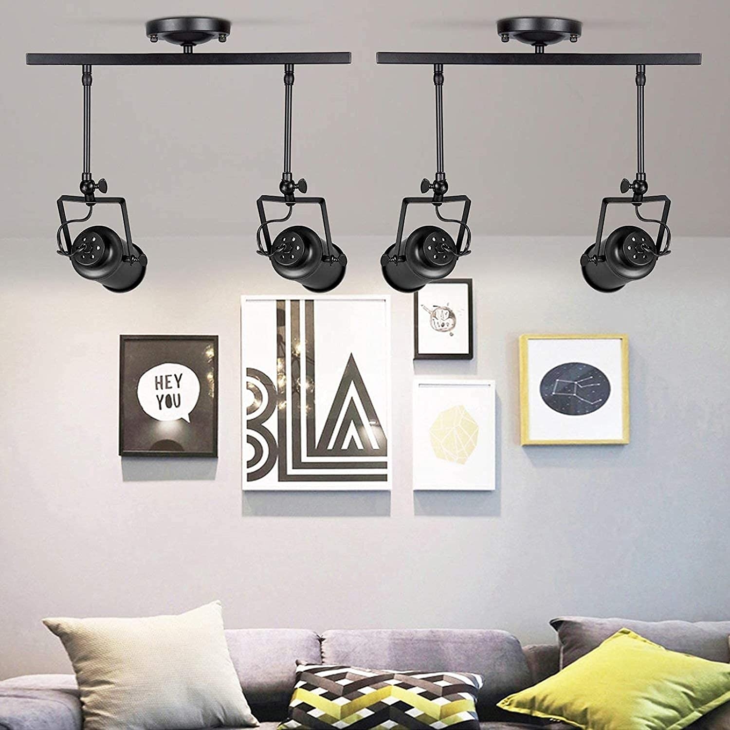 LED Ceiling Spotlight Retro Vintage Ceiling lights E27 Downlight, 2-lights Round Design Black Iron Lampshade, Rotatable Adjustable Industrial Wind Spotlights 2025 - $84.99 –P4