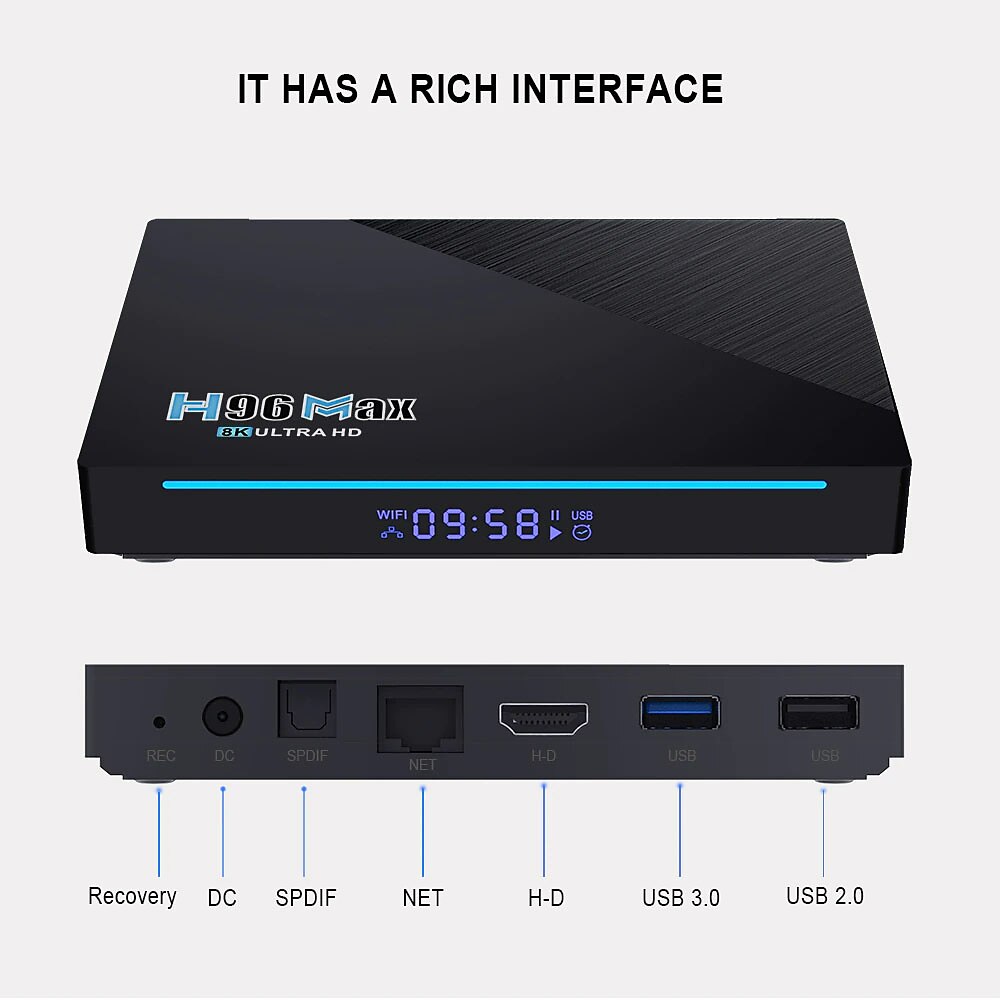 Smart TV Box H96 MAX RK3566 Quad Core Android 11.0 8GB RAM 128GB ROM 1080p 8K with Dual Wi-Fi 2.4G/5.0G Media Player Google Play Youtube 2025 - $127.99 –P9