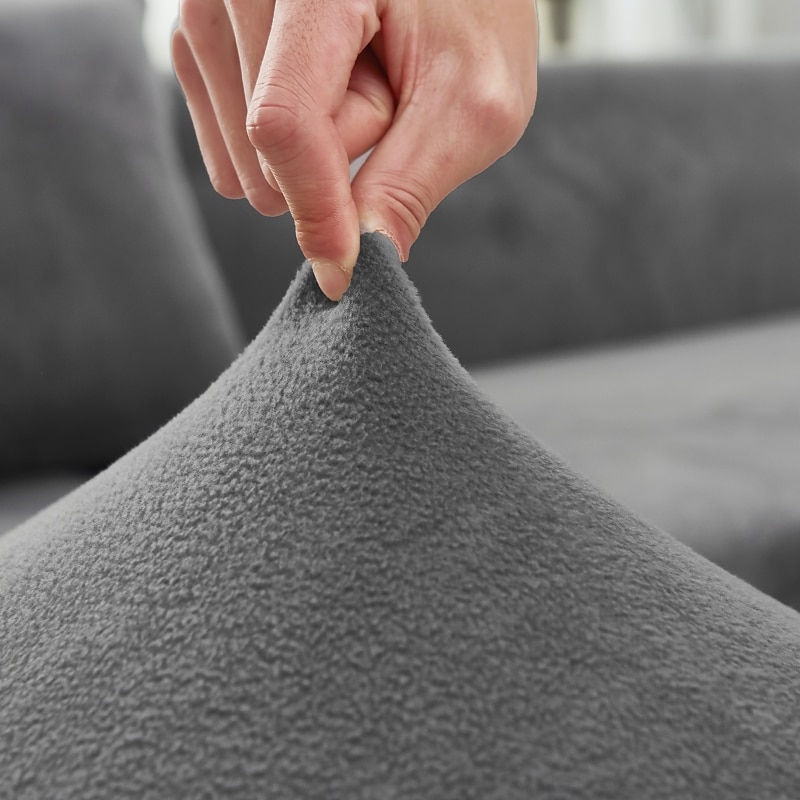 capa de sofá elástica espessa de pelúcia elástica sofá secional poltrona loveseat 4 ou 3 lugares em forma de l cinza macio durável lavável de 2025 por $51.99 –P9