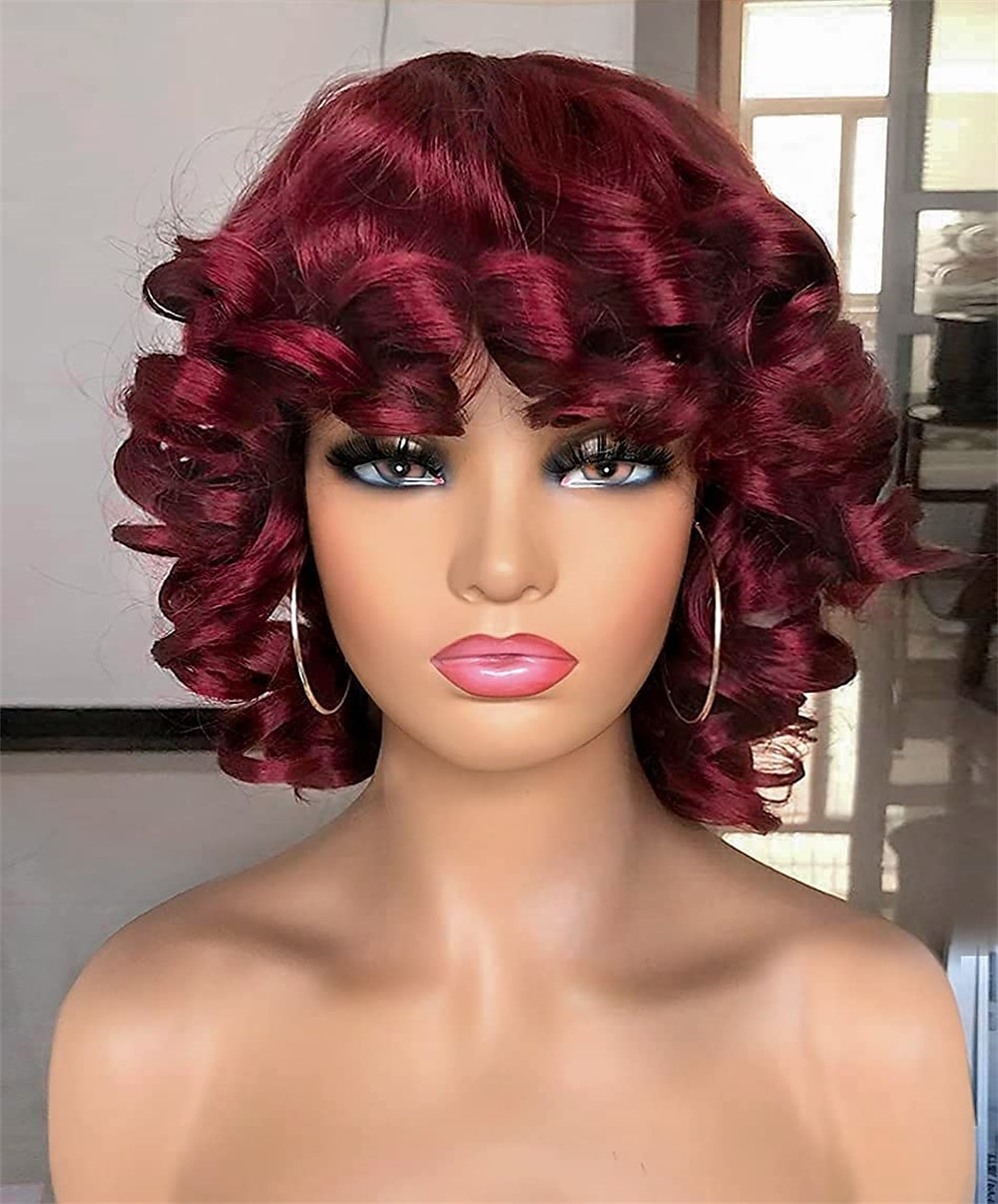 peruca curta encaracolada para mulheres negras com franja grande peruca crespa fofa crespa resistente ao calor sintético macio 2 tons ombre marrom escuro peruca afro curta encaracolada de 2025 por $28.99 –P6