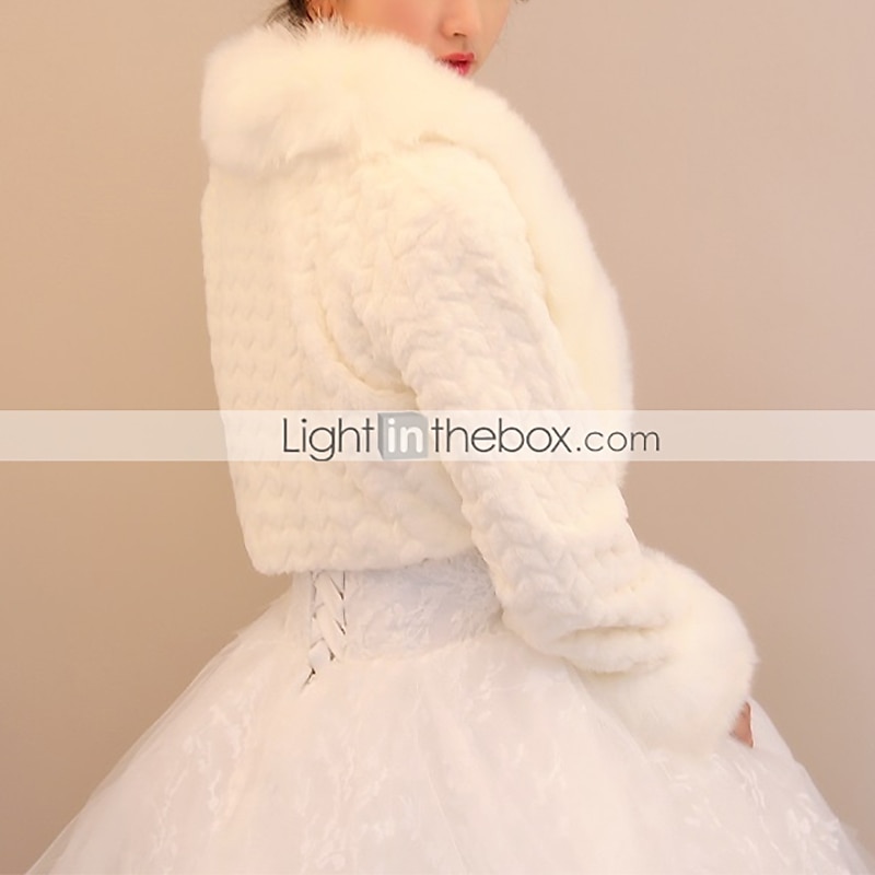 cappotto bianco in pelliccia sintetica avvolgente da donna bolero avvolgente da sposa stile formale mantieni caldo sposa manica lunga con colore puro per abito invernale formale per stupire 2025 del 2025 a $40.99 –P2
