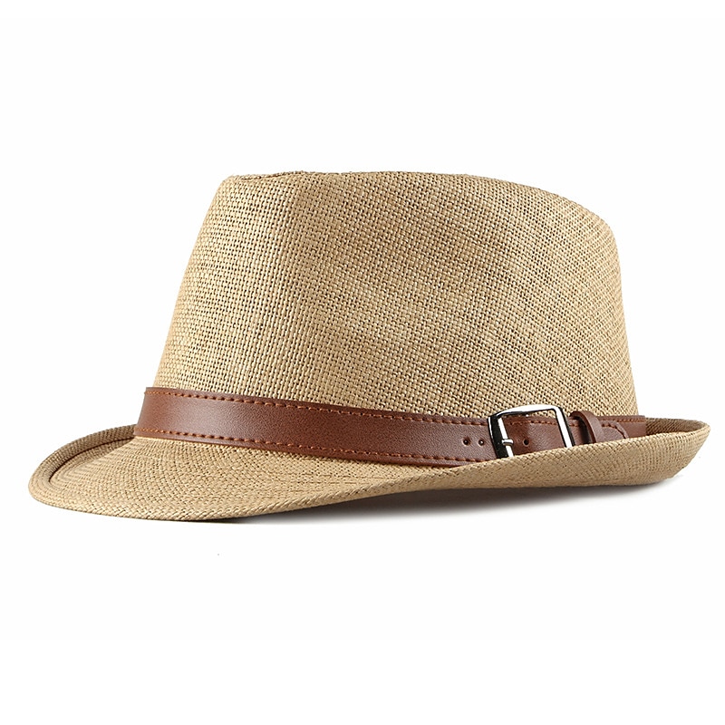 Men's Kentucky Derby Hat Straw Hat Sun Hat Panama Hat Fedora Trilby Hat Black White Straw Braided Simple 1920s Fashion Holiday Street Dailywear Weekend Pure Color Portable Comfort Breathable Fashion 2025 - $23.99 –P1