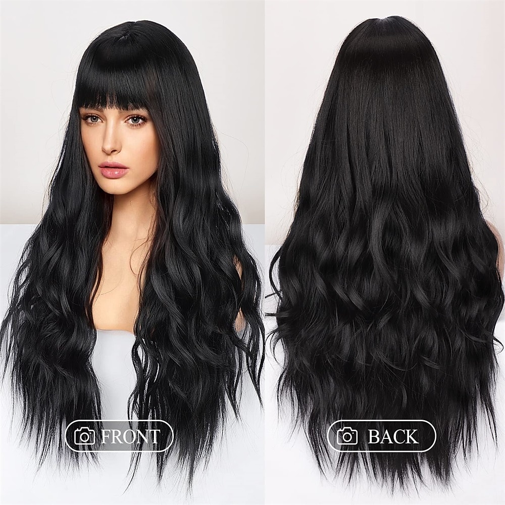 peruca branca ombre perucas longas onduladas com franja para mulheres peruca loira platina longa perucas de cabelo sintético resistente ao calor de aparência natural para peruca de festa diária 26 de 2025 por $31.99 –P3
