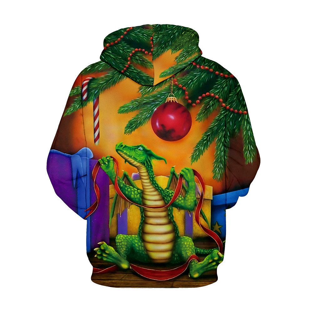 Dinosaurio Suéter de navidad Sudadera Pullover Sudadera con capucha navideña divertida Impresión 3D Hombre Mujer Navidad Carnaval Mascarada Nochebuena Navidad Adultos Fiesta Navidad Cima 2025 - $29.99 –P20