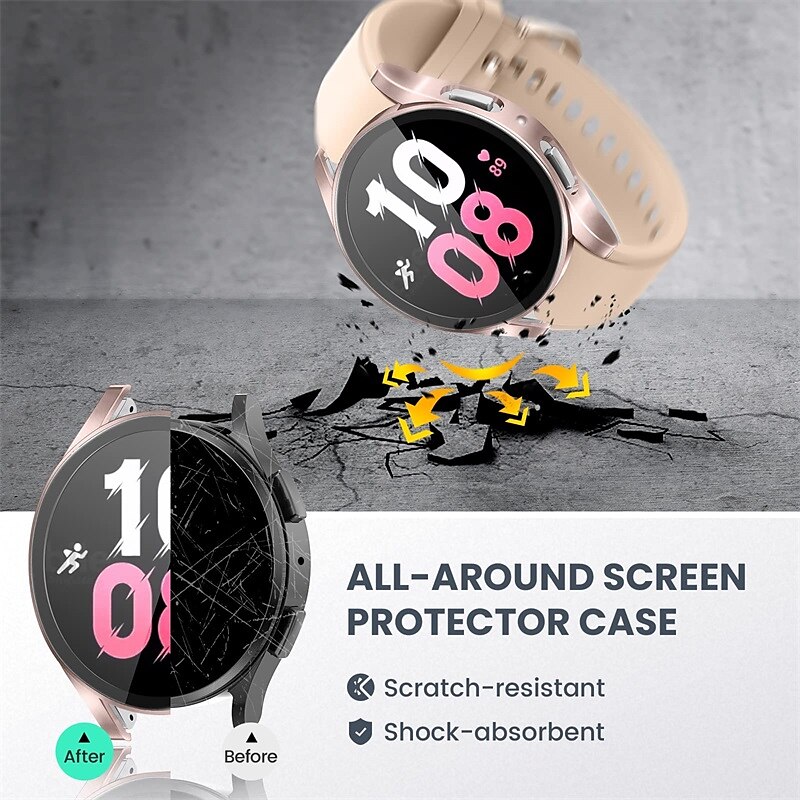 2025年 3パック スクリーンプロテクター付き時計ケース と互換性があります Samsung Galaxy Watch 5 40mm / Watch 5 44mm / ウォッチ440mm / 時計444mm 傷つきにくい 頑丈 バンパーフルカバー 強化ガラス / ハードPC 腕時計 カバー  コレクション – $13.99 –P5