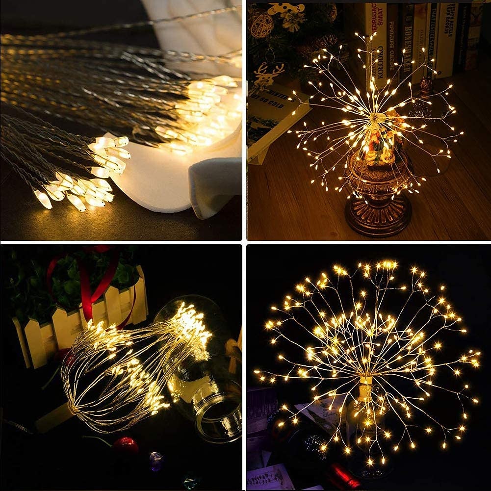 4-pack fyrverkeriljus julbelysning dekorationer starburst led koppartråd lampor 8 lägen batteridrivna fairy lights med fjärrstyrt bröllop jul dekorativa hängande ljus för fest uteplats trädgård 2025 - $35.99 –P10
