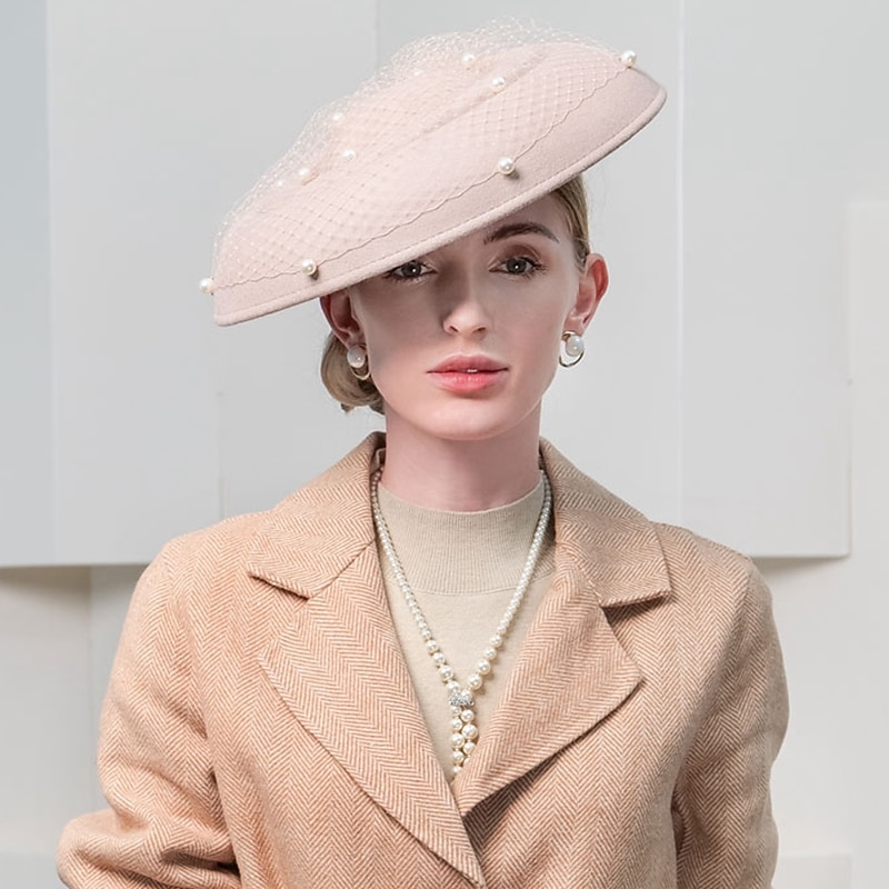 Moda elegante tule/100% lã chapéus com pérolas/tule 1 peça festa/noite/feriado capacete/chapéus de palha com cetim bowknot casual/feriado capacete/proteção solar de 2026 por $54.99 –P6