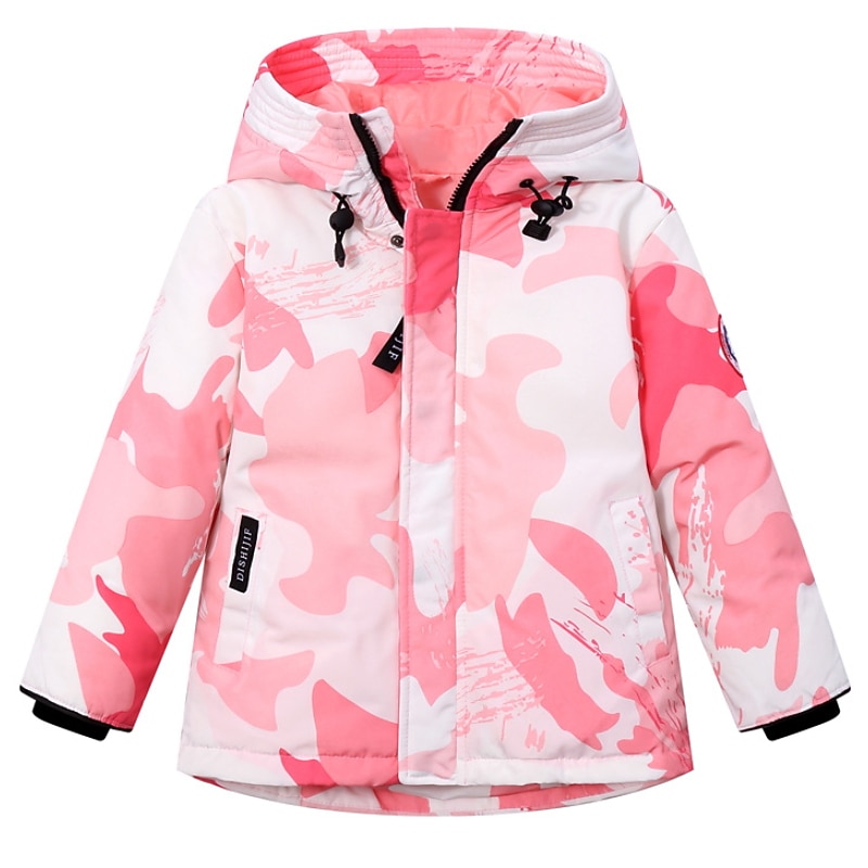 Infantil Para Meninas Plumagem camuflagem Moda Ao ar livre Algodão Casaco agasalhos 3-13 anos Inverno Preto Azul Roxo / Outono de 2025 por GBP £25 –P12