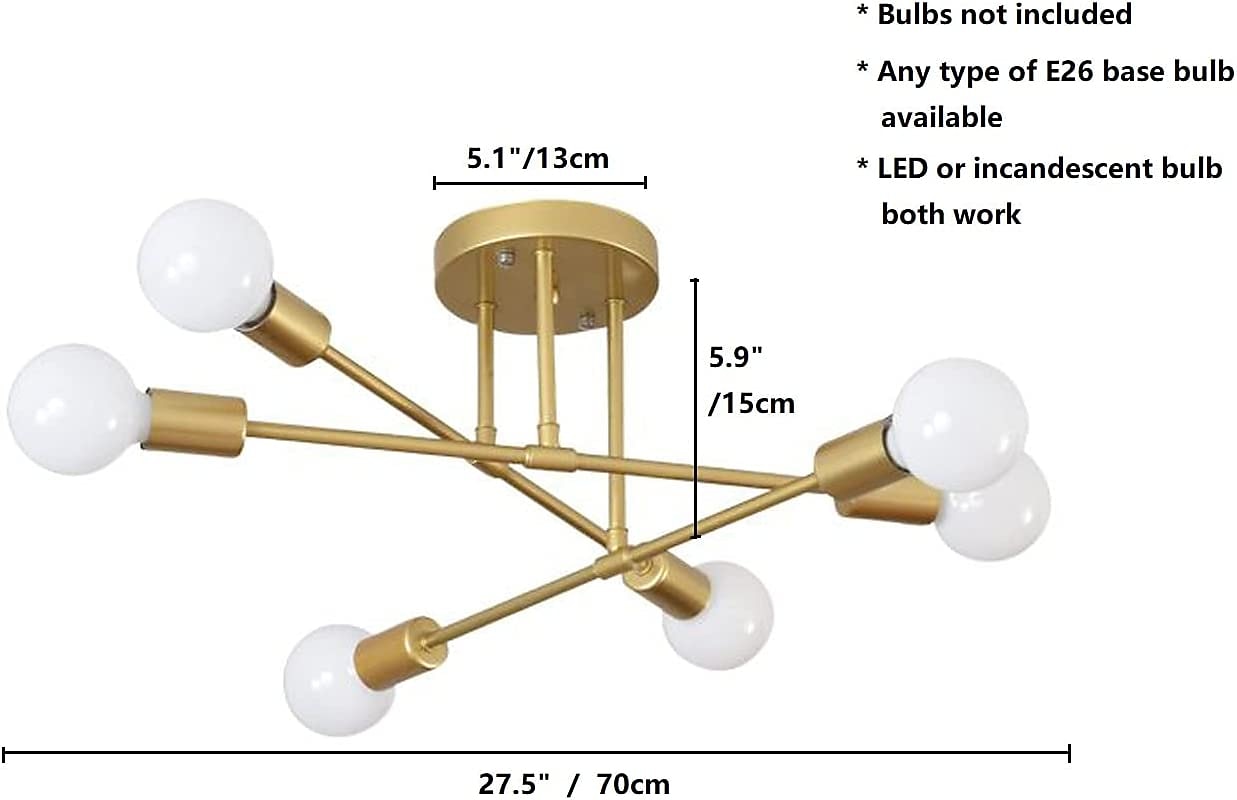 6-Licht 70 cm Sputnik Design Cluster-Design Kronleuchter Metall Industriell Lackierte Oberflächen Moderne Traditionell-Klassisch 110-120V 220-240V / ASTM 2025 - $83.99 –P8