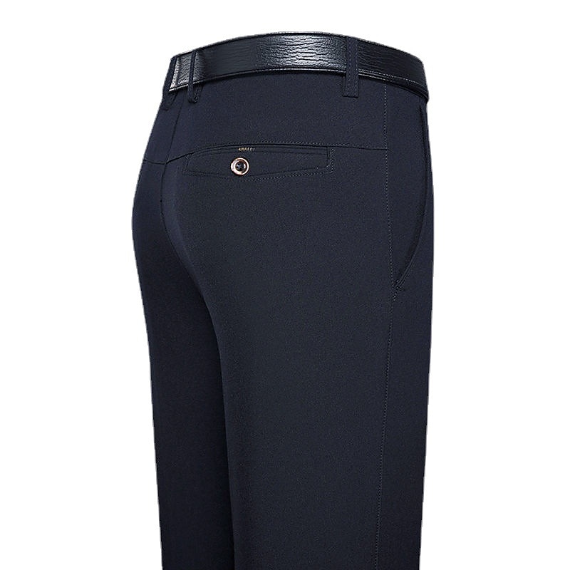 Herre Dressbukser Bukser kinesisk Lomme عادي Komfort Pustende Full lengde Bryllup Kontor Virksomhet Elegant og moderne Formelt Svart Blå Mikroelastisk 2025 - $16.49 –P3