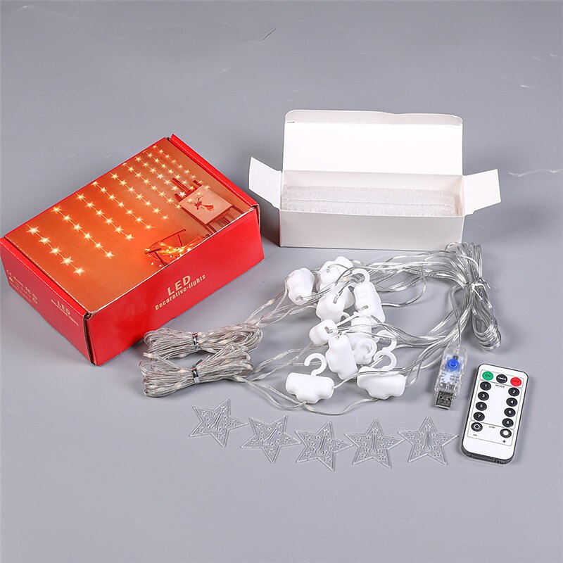 Star Window Curtain String Lights 3x2m Christmas Fairy Lights Waterproof USB Remote Control Garland Lights For Bedroom Wedding Xmas Holiday Decor 3X1M 3X2M 2025 - $20.99 –P14