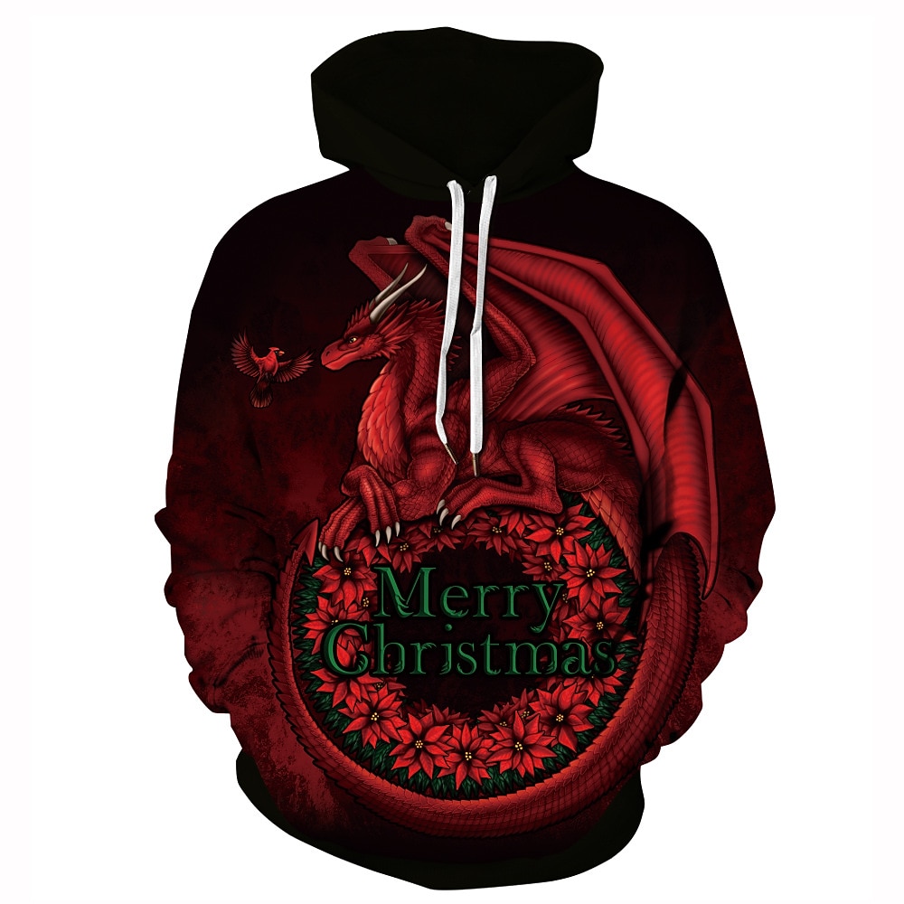 Dinosaurio Suéter de navidad Sudadera Pullover Sudadera con capucha navideña divertida Impresión 3D Hombre Mujer Navidad Carnaval Mascarada Nochebuena Navidad Adultos Fiesta Navidad Cima 2025 - $29.99 –P9