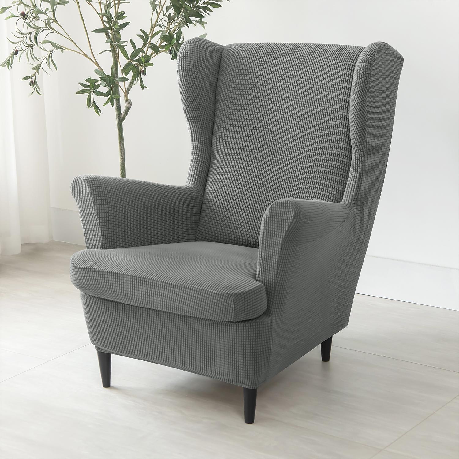 Wing Chair Cover Set, Include Stretch Wingback Chair Slipcover and Ottoman Cover,Burgundy Red Jacquard Wing Back Chair Cover Removable Machine Washable Armchair Chair Cover for Strandmon Chair 2025 - $54.99 –P6