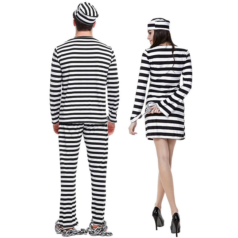 stroje dla par więźniarskich zabawny kostium stroje dla par unisex film cosplay cosplay czarny kostium karnawał maskarada łatwe kostiumy karnawałowe 2025 - $38.99 –P2
