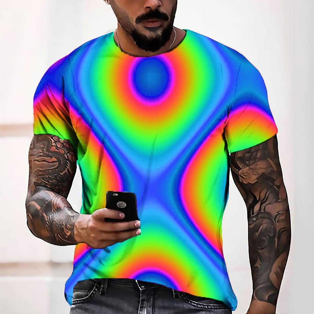 Homme Graphic T shirt Tee Manche Courte T-shirt 3D effet Col Rond Chemise Mode Frais Design Casual du quotidien Fin de semaine Rose Claire Bleu Vert Eté Vêtement Tenue Normal S M L XL 2XL 3XL 4XL de 2025 ? $17.99 –P1