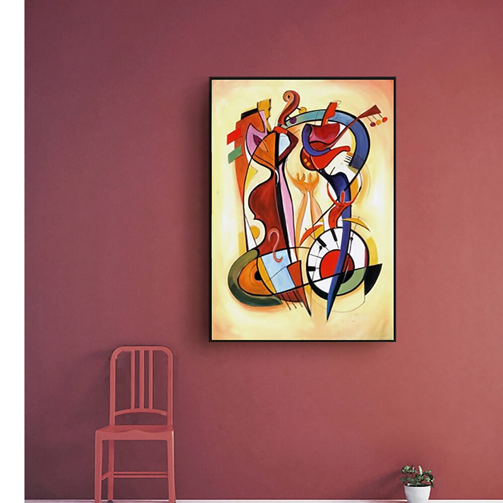 handgjord oljemålning canvas väggkonst dekoration kandinsky stil postmodern abstrakt för heminredning rullad ramlös osträckt målning 2025 - $89.99 -P2