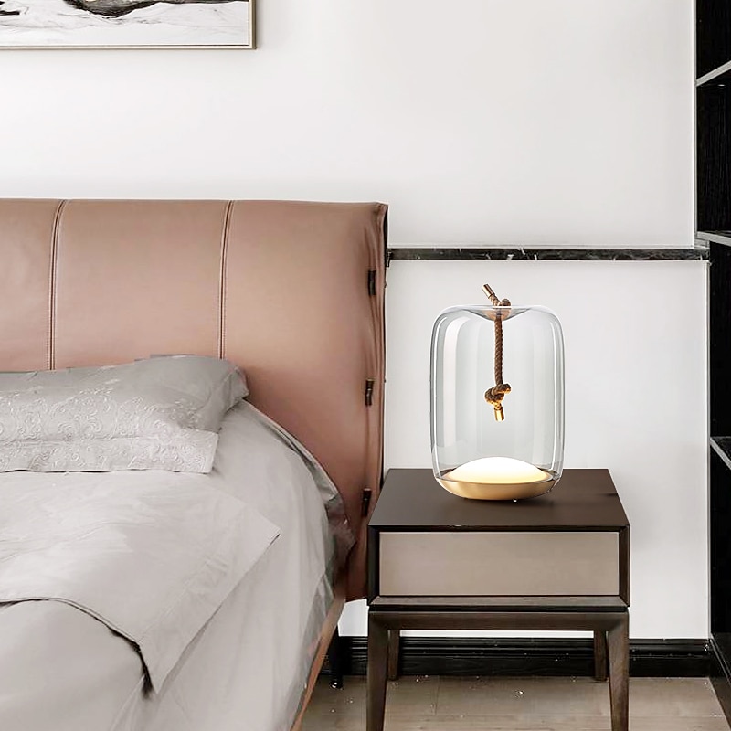 Bedside lamps Table Lamp, 3000K 18cm Modern Minimalist Art Glass Table Lamp Study Room Bedside Bed Creative Table Lamp Adjustable Classic Noble Bedroom Lamp 110-240V 2025 - $200.99 –P5