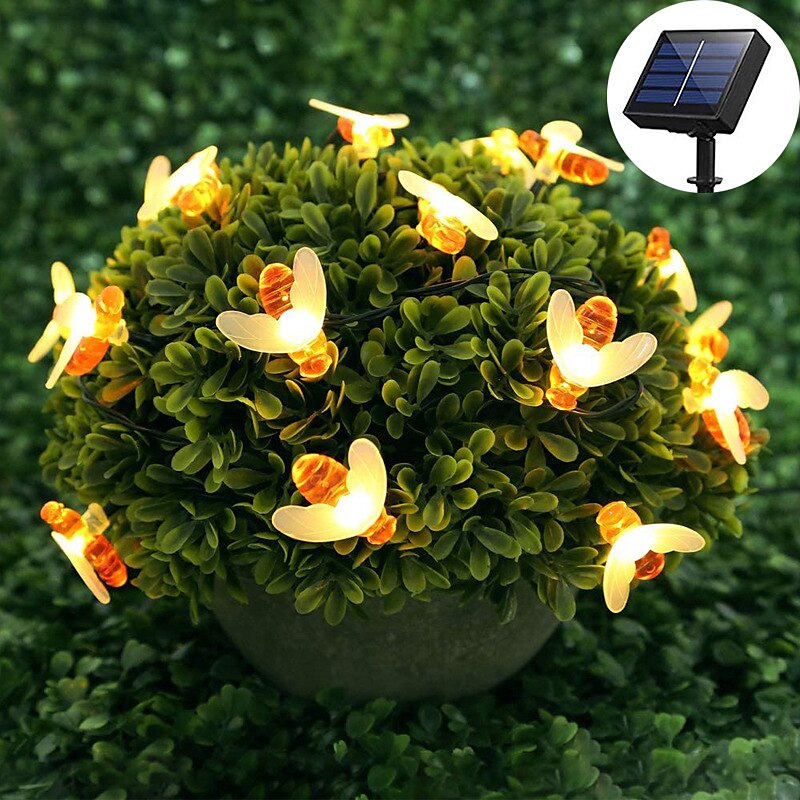 Solarne bee string lights zewnętrzne wodoodporne 12m-100led 7m-50led 6.5m-30led 8 trybów oświetlenie oświetlenie ogrodowe dekoracje świąteczne przyjęcie świąteczne drzewo ogrodowe dekoracja patio 2025 - $46.99 –P1