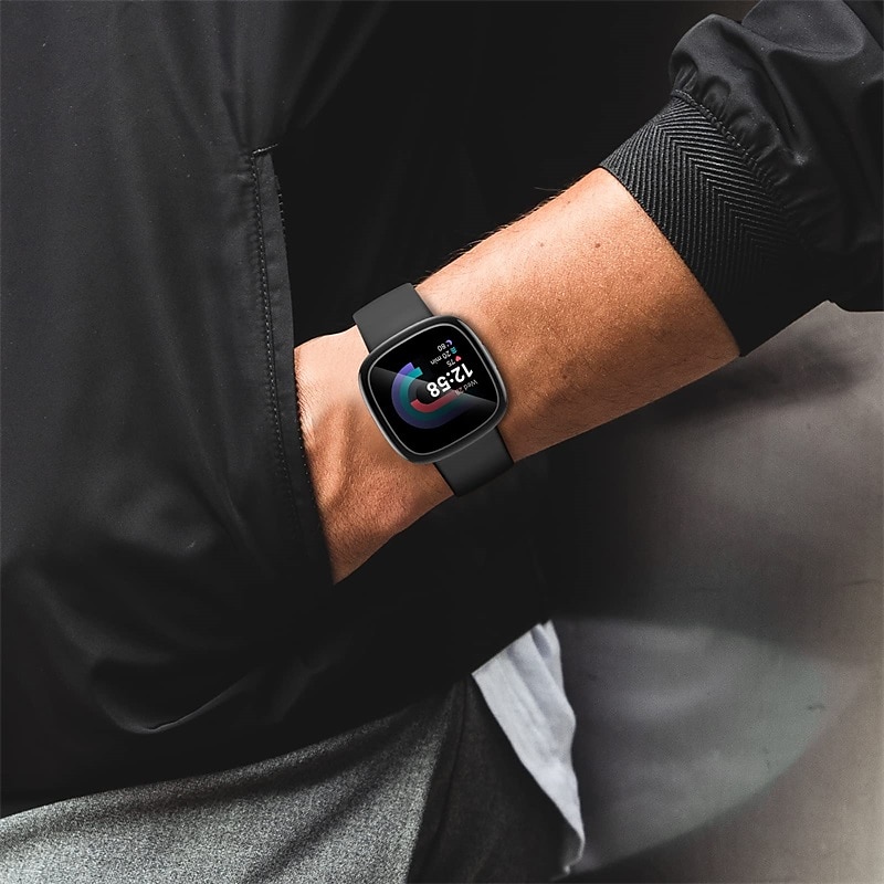 3 paquetes Caja de reloj con protector de pantalla Compatible con Fitbit Versa 4 Sense 2 Resistente a arañazos Escabroso Cubierta completa de parachoques Vidrio Templado / computadora dura Reloj 2025 - $14.99 –P2