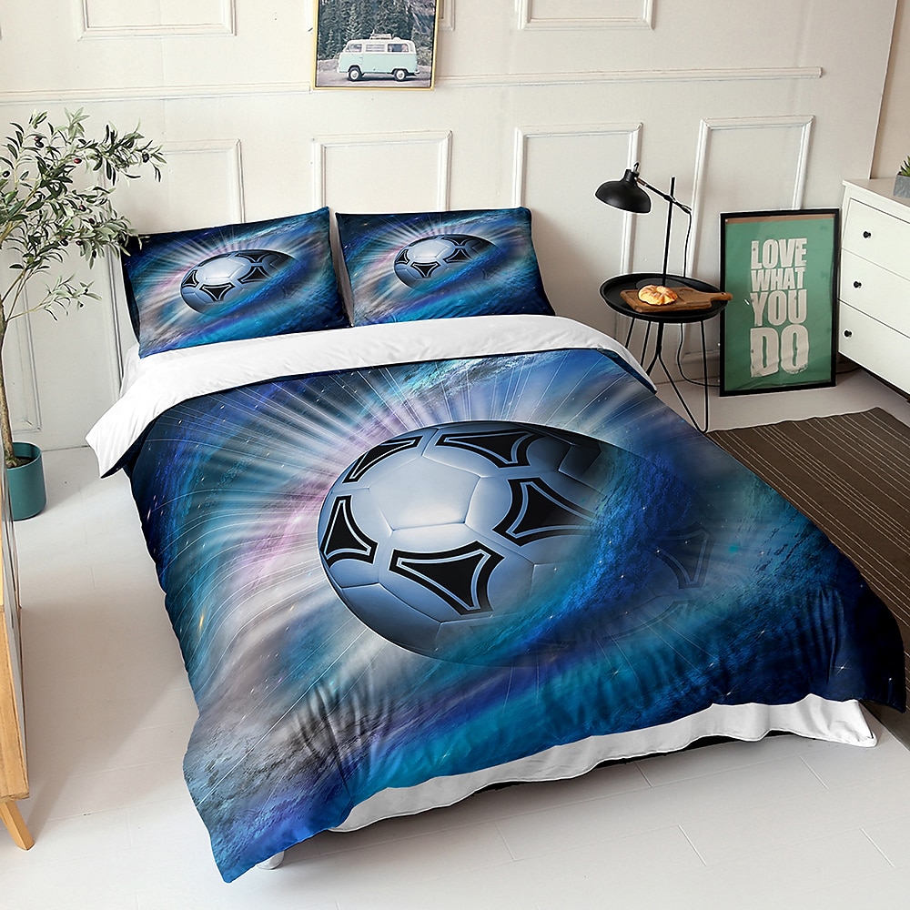 3d sengetøy sport basketball baseball print dynetrekk sengesett dynetrekk med 1 print print dynetrekk eller trekk， 2 putevar for dobbel/dronning/konge 2025 - $41.99 –P4