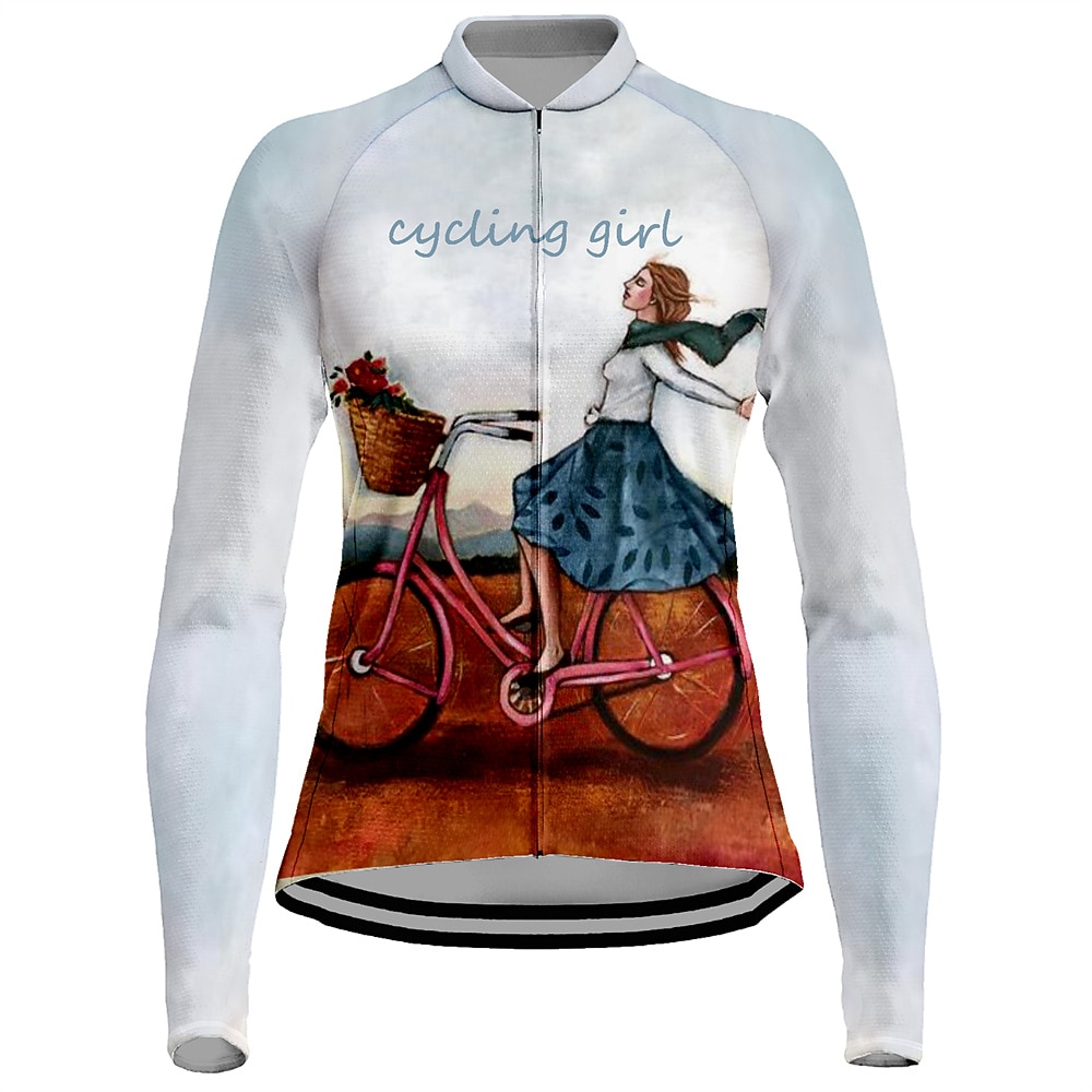Damen Radtrikot Hund Lustig Langarm Fahhrad Trikot Oberteil mit 3 Gesäßtaschen Mountainbike MTB Straßenradsport Schnelltrocknend Reflektierende Streifen Rückentasche Feuchtigkeitsableitend Sport Wei 2026 - $34.99 –P14