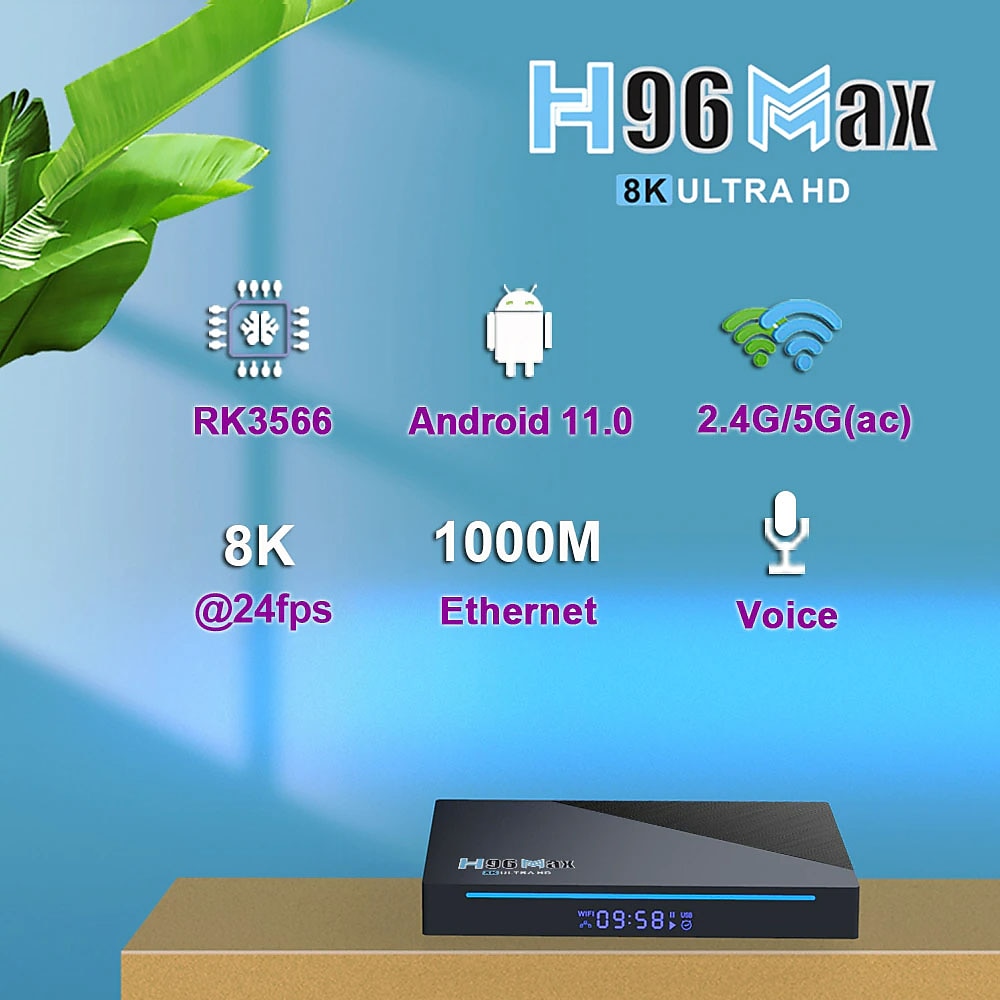 Smart TV Box H96 MAX RK3566 Quad Core Android 11.0 8GB RAM 128GB ROM 1080p 8K with Dual Wi-Fi 2.4G/5.0G Media Player Google Play Youtube 2025 - $127.99 –P1