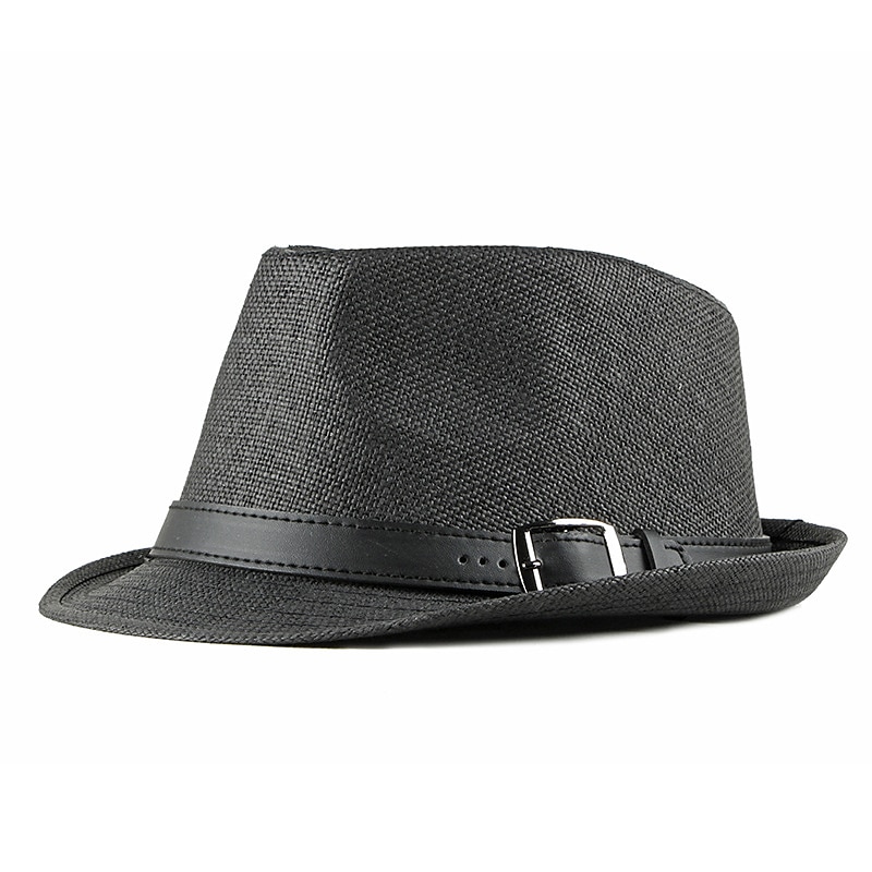 Men's Kentucky Derby Hat Straw Hat Sun Hat Panama Hat Fedora Trilby Hat Black White Straw Braided Simple 1920s Fashion Holiday Street Dailywear Weekend Pure Color Portable Comfort Breathable Fashion 2025 - $23.99 –P3
