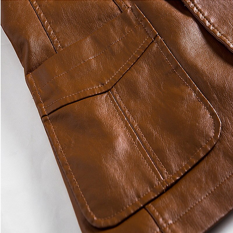 Herr Imitationsläderjacka Kontor & Karriär Dagliga kläder Varm Ficka Button-Down Vår & Höst Enfärgad / vanlig färg Stylish Uppvärmning Nedvikt Imitationsläder Mörkgul Vin Svart Jacka 2025 - $40.99 –P7