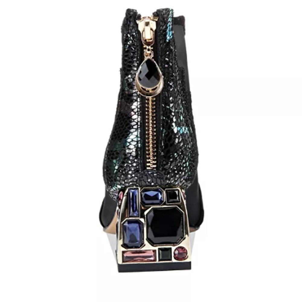 Botines de malla para mujer con tacón de bloque adornado con diamantes de imitación: botines elegantes y transpirables para fiestas nocturnas y ocasiones especiales 2025 - $34.99 –P3