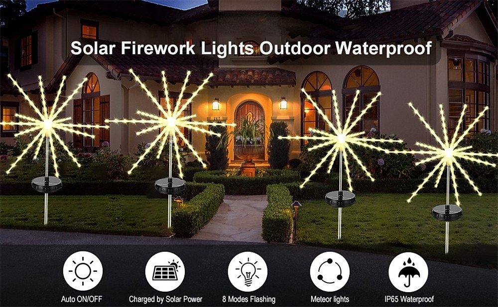 1/2pcs Firework Lights Outdoor Solar Christmas Garden Decorations Pathway Lights LED Decorative Meteor Horse Lamp Waterproof Star Lamp for Garden Lawn Landscape New Year Lights 2026 - $28.99 –P5