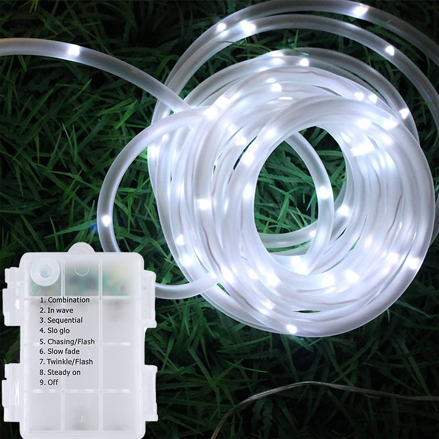 LED Rope Lights LED String Lights Outdoor Waterproof IP65 Christmas Fairy Lights 30m-300Leds 22m-200Leds 12m-100Leds 7m-50Leds 8 Modes Battery Powered Dimmable/Timer with Remote for Party 2025 - GBP £14.65 –P7