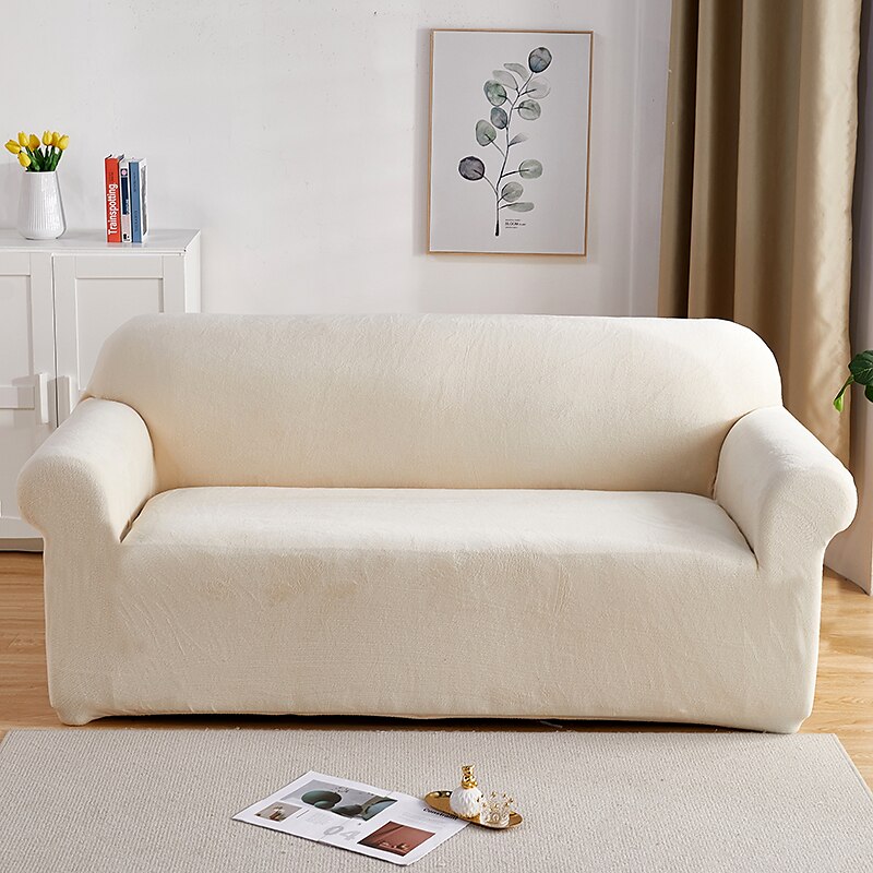 capa de sofá elástica espessa de pelúcia elástica sofá secional poltrona loveseat 4 ou 3 lugares em forma de l cinza macio durável lavável de 2025 por $51.99 –P15