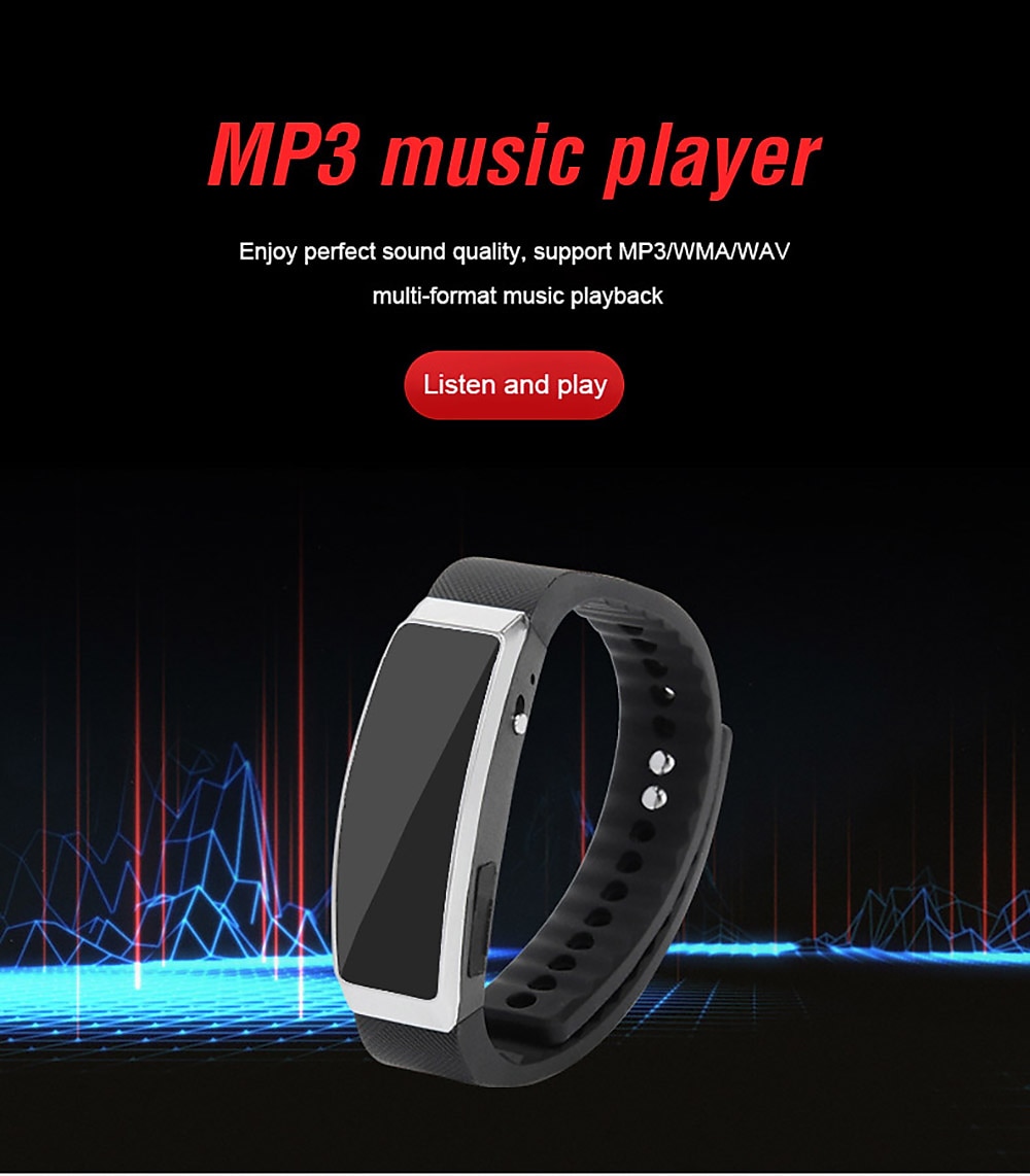 registratore vocale digitale portatile hd braccialetto indossabile supporto lettore musicale registrazione intelligente automatica braccialetto sportivo per l'apprendimento della riunione in del 2025 a $43.99 –P8