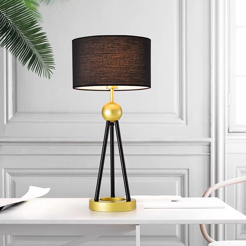 Lámpara de mesa LED pantalla de tela hierro, 5w 24,6 "lámpara de escritorio para sala de estar oficina dormitorio lámpara de mesita de noche simple moderna decorativa estudio sala de estar romántica 2025 - $474.59 –P1