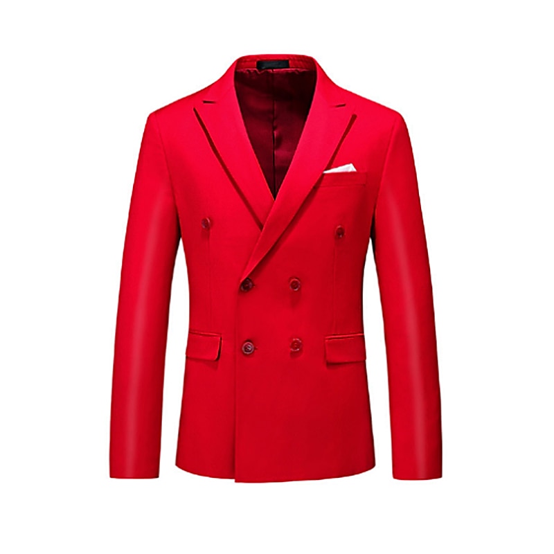 Herren Jacke Blazer Sakko Hochzeitsfeier Business-Kleidung Frühling Herbst Feste Farbe Doppelreihiger Verschluss Blazer Schwarz Weiß Rosa Rot 2025 - $77.99 –P6