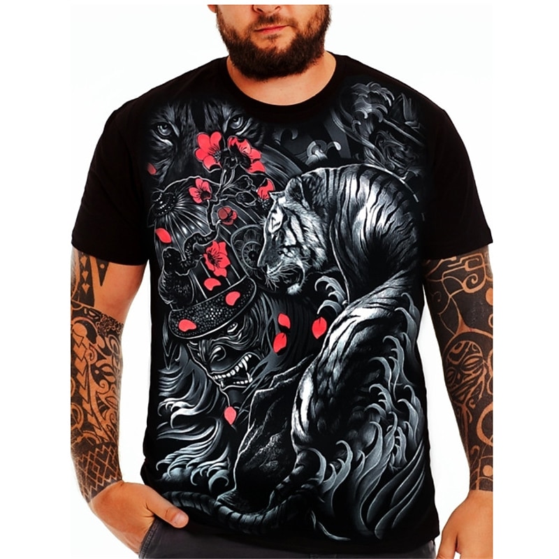 Per uomo Plus Size maglietta Grande e alto Pop art Girocollo Stampa Manica corta Primavera estate Di tendenza Streetwear Essenziale Comodo Informale Sport Top del 2026 a $20.99 –P4