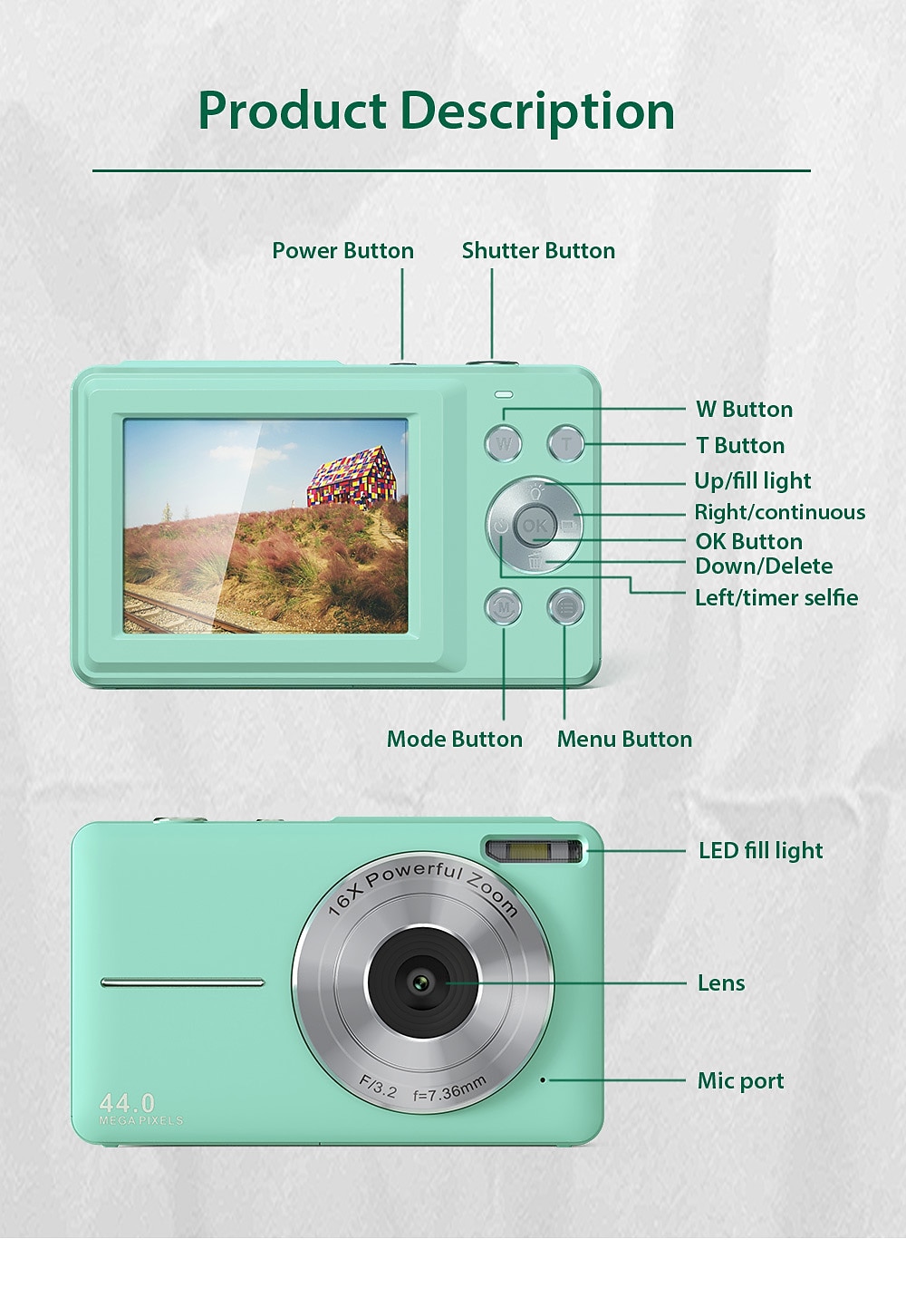 Digital Camera 1080P 44MP Vlogging Camera with LCD Screen 16X Zoom Compact Portable Mini Rechargeable Camera Gifts for Students Teens Adults Girls Boys 2025 - $75.99 –P18