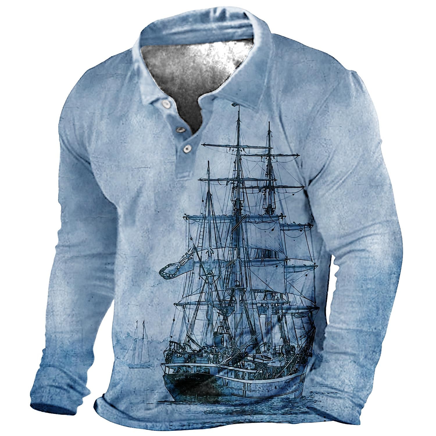 Herren Nautisch Poloshirts Golfshirt Langarm Polo-Shirts Hemden mit Kragen Vintage Lässig Urlaubskleidung Bootskleidung Party-Outfits Knöpfe 3D-Druck Rote Königsblau Blau 2025 - $23.99 –P3