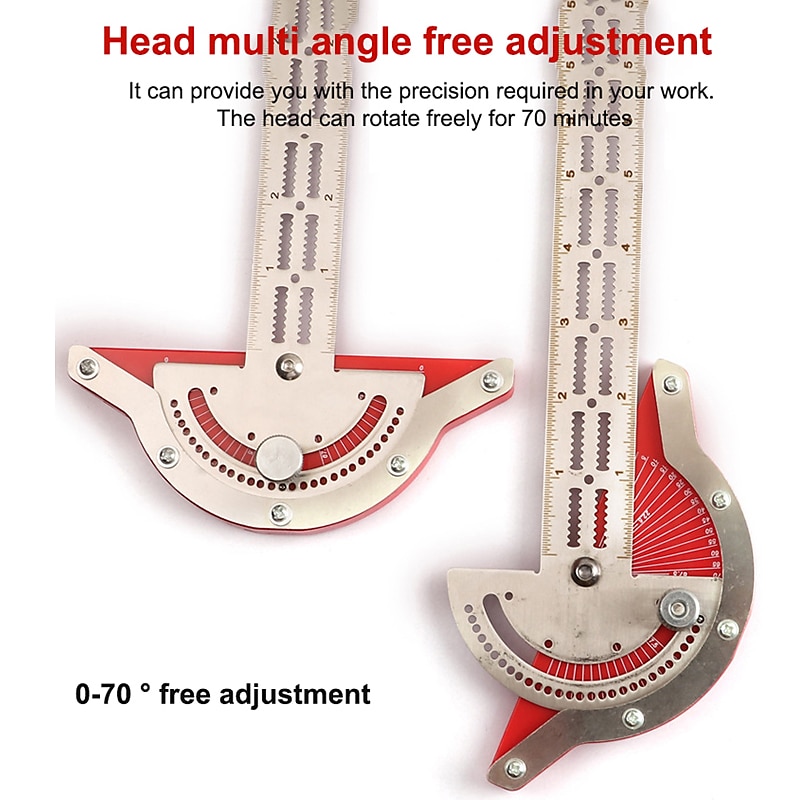 Woodworker Edge Rule Stainless Steel Square Edge Ruler Woodworking Compass And Protractor Set, Multi-function Angle Measure Tool With Wall Hanging Storage Rack 2024 - $15.99 –P9