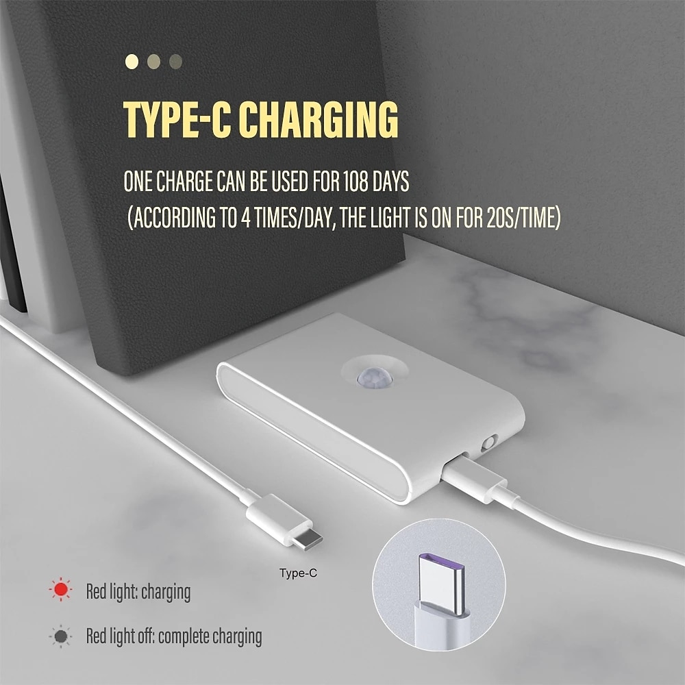 led nachtverlichting bewegingssensor usb oplaadbare koppeling inductie draadloos nachtlampje keukenkast gang nachtlampje voor slaapkamer thuis trap doorgang verlichting 2025 - $10.99 -P11