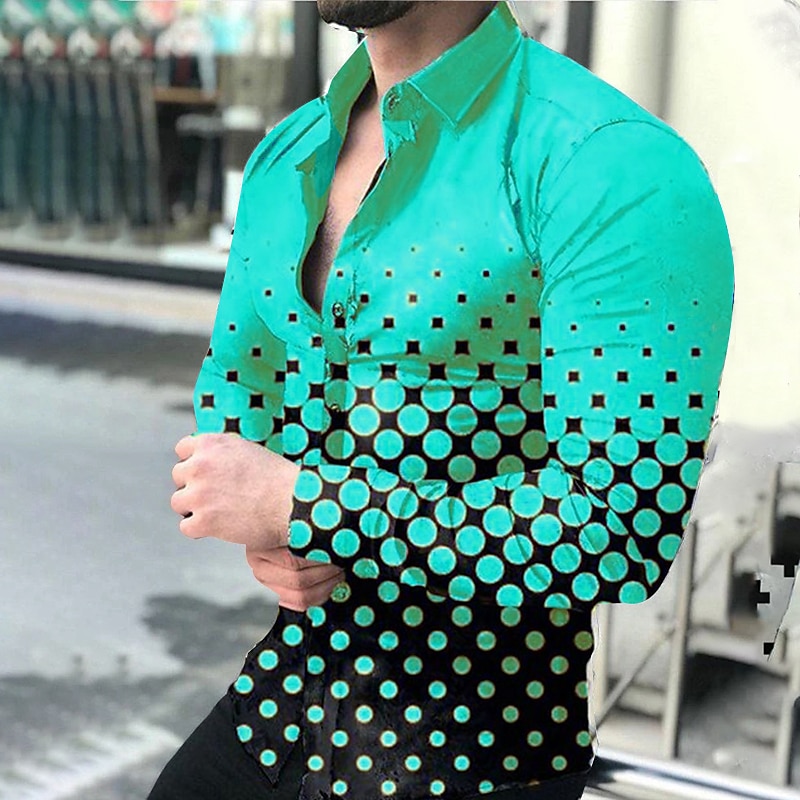 Per uomo A pois Geometrica Camicia Camicia con bottoni Manica lunga Di tendenza Originale Informale Esterno Giornaliero Primavera & Autunno Collo ripiegabile Stampa Bottone giù Giallo Viola Arancione del 2025 a $24.99 –P4