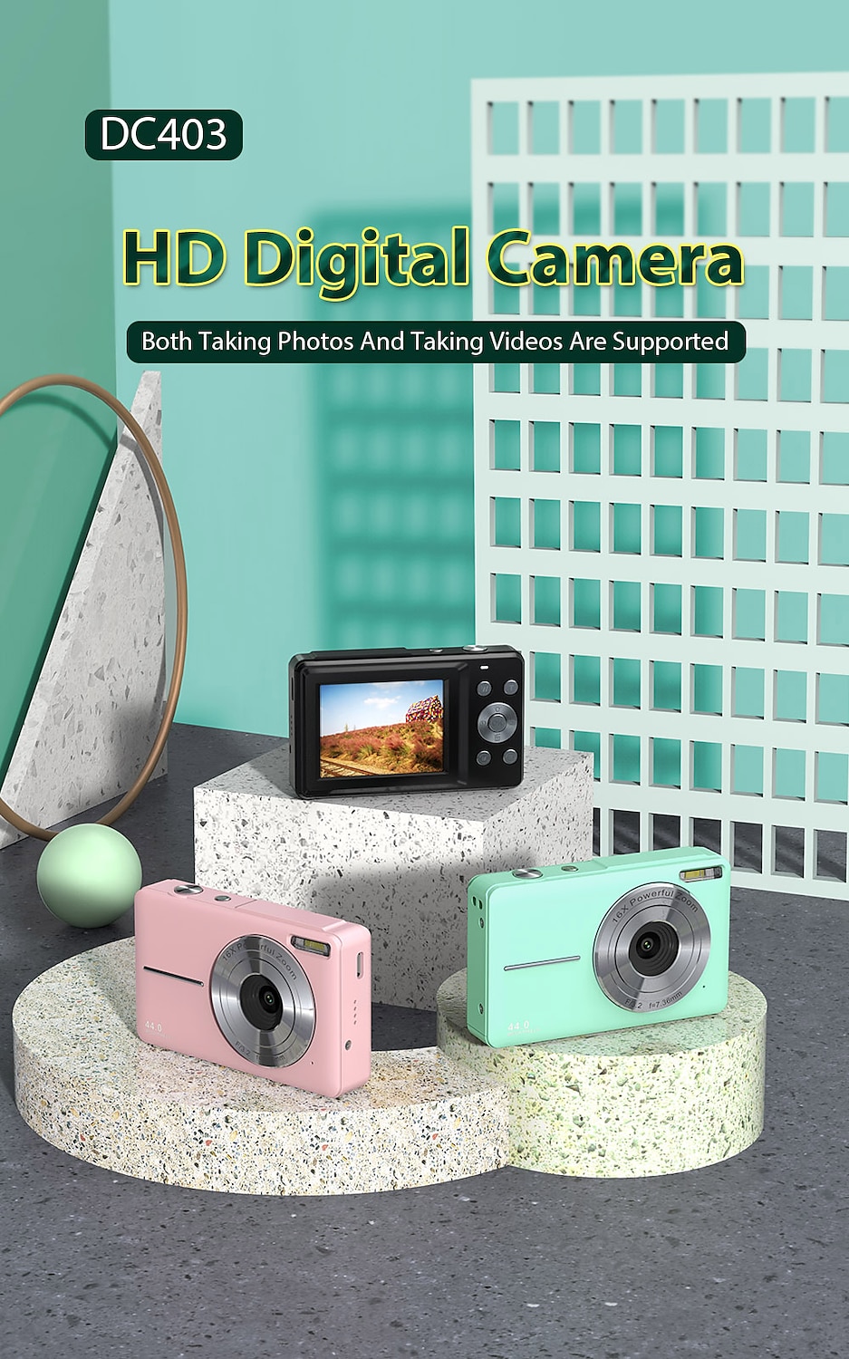 Digital Camera 1080P 44MP Vlogging Camera with LCD Screen 16X Zoom Compact Portable Mini Rechargeable Camera Gifts for Students Teens Adults Girls Boys 2025 - $75.99 –P4