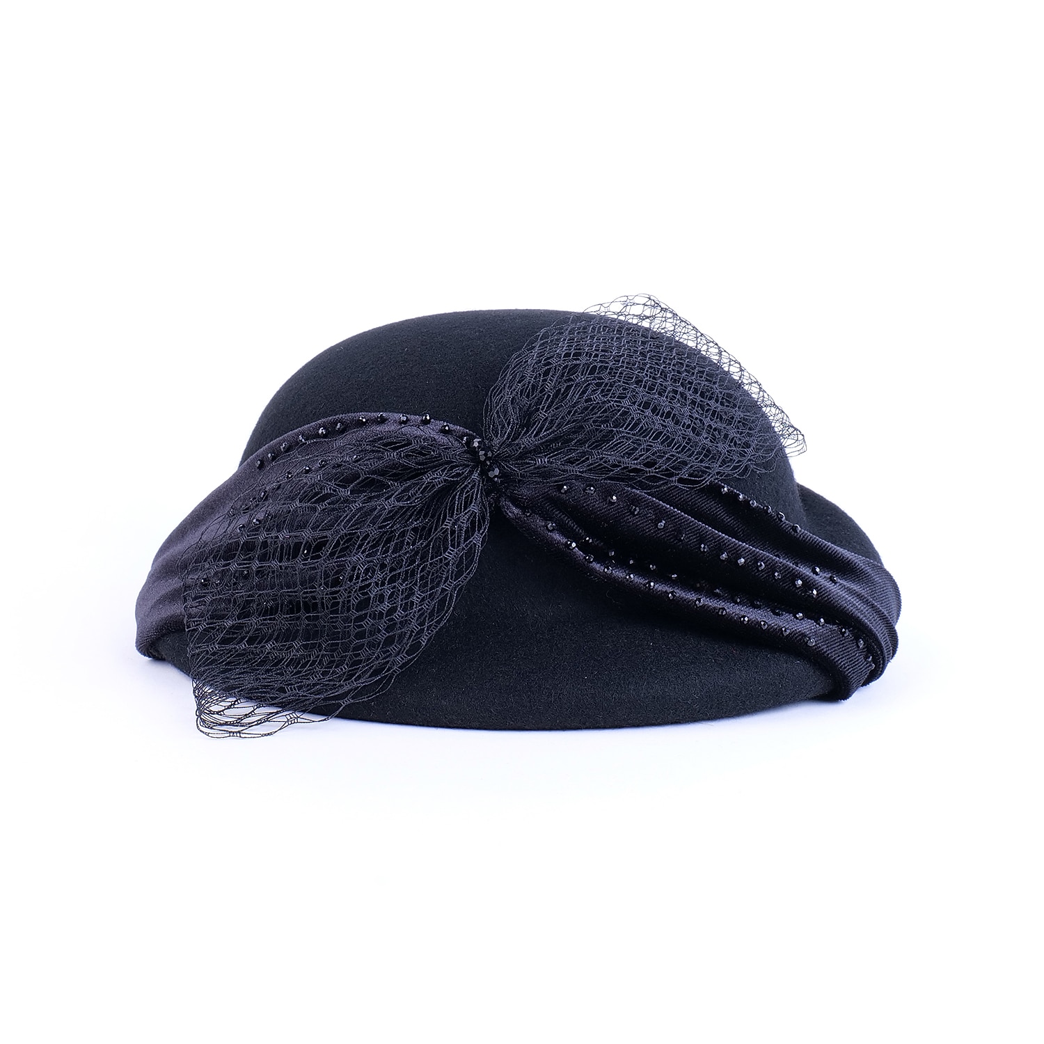 Vintage-tyyli Tyylikäs 100% villa / Sametti hatut kanssa Ruseteilla / Koristehelmillä / Reunat 1kpl Kausaliteetti / Pyhäpäivä Päähine 2026 - $43.99 –P7