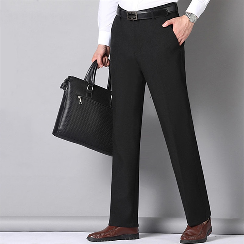 Herre Dressbukser Bukser kinesisk Lomme عادي Komfort Pustende Full lengde Bryllup Kontor Virksomhet Elegant og moderne Formelt Svart Blå Mikroelastisk 2025 - $16.49 –P5