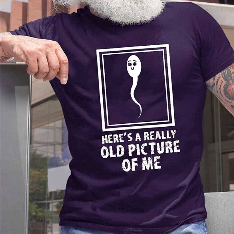Funny Men's Graphic T-Shirt - 'Here's A Really Old Picture Of Me' Sperm Cell Humor Tee 2025 - $15.99 -P8