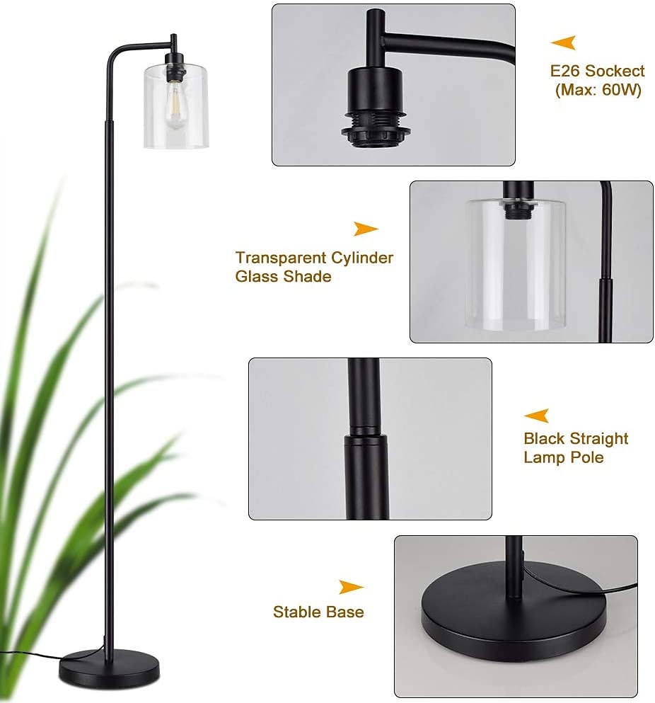 LED Floor Lamp with Suspended Bubble Glass Shade and Unique LED Bulbs Suitable for Bedroom and Living Room Modern Vertical Industrial Lamp High Pole Lamp Suitable for Office 2025 - $175.99 –P13