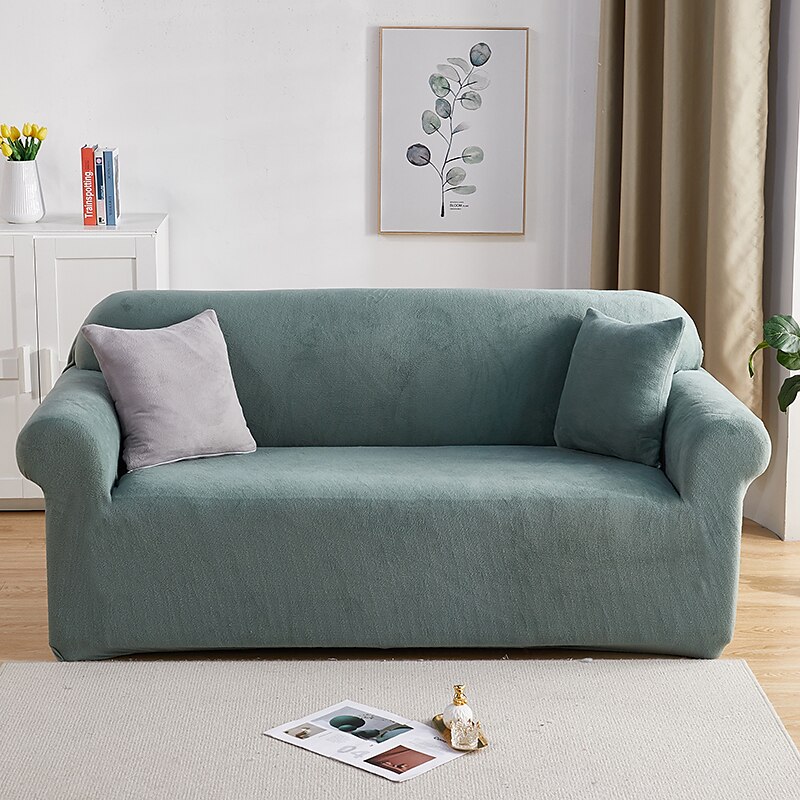 capa de sofá elástica espessa de pelúcia elástica sofá secional poltrona loveseat 4 ou 3 lugares em forma de l cinza macio durável lavável de 2025 por $51.99 –P18