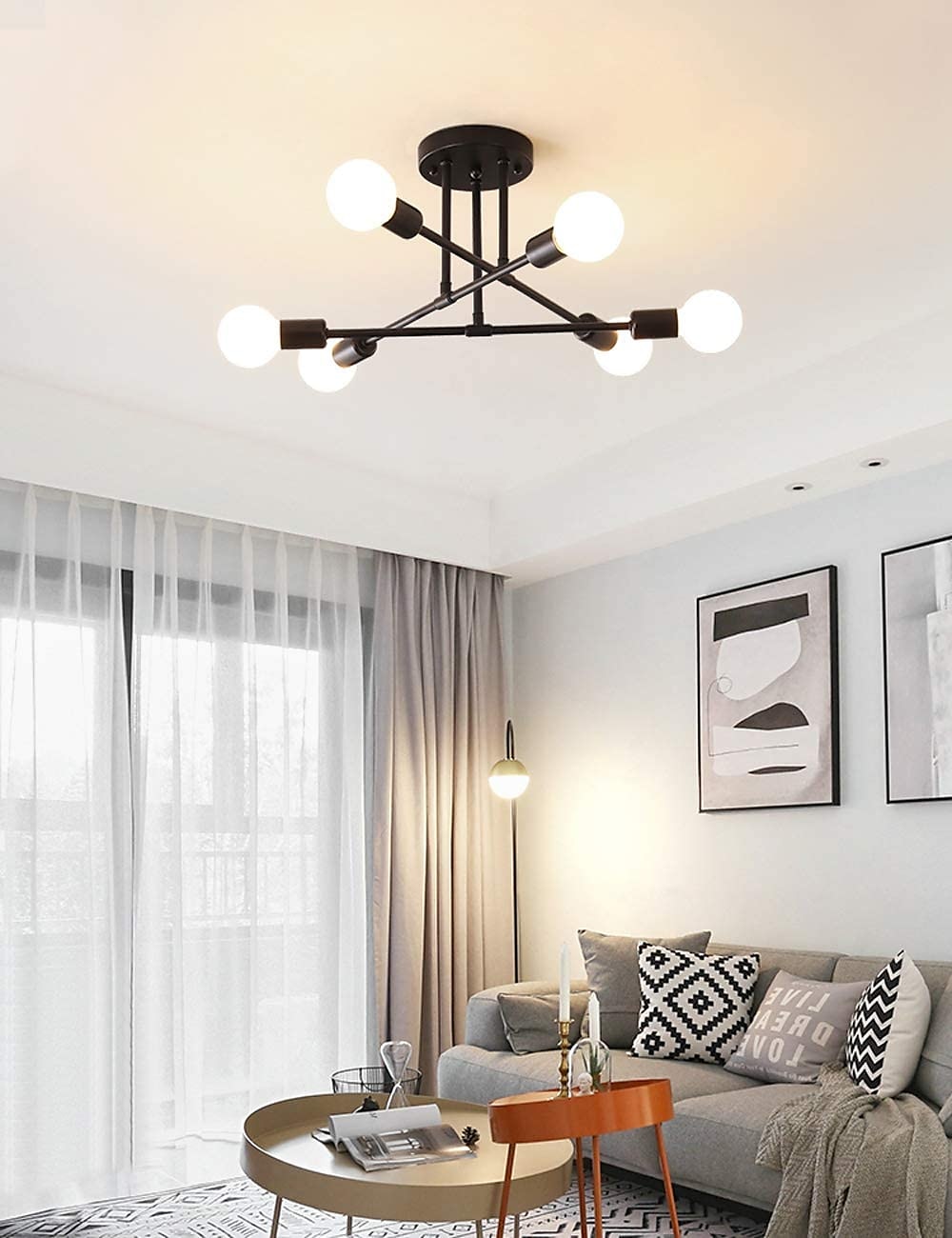 6-Licht 70 cm Sputnik Design Cluster-Design Kronleuchter Metall Industriell Lackierte Oberflächen Moderne Traditionell-Klassisch 110-120V 220-240V / ASTM 2025 - $83.99 –P1
