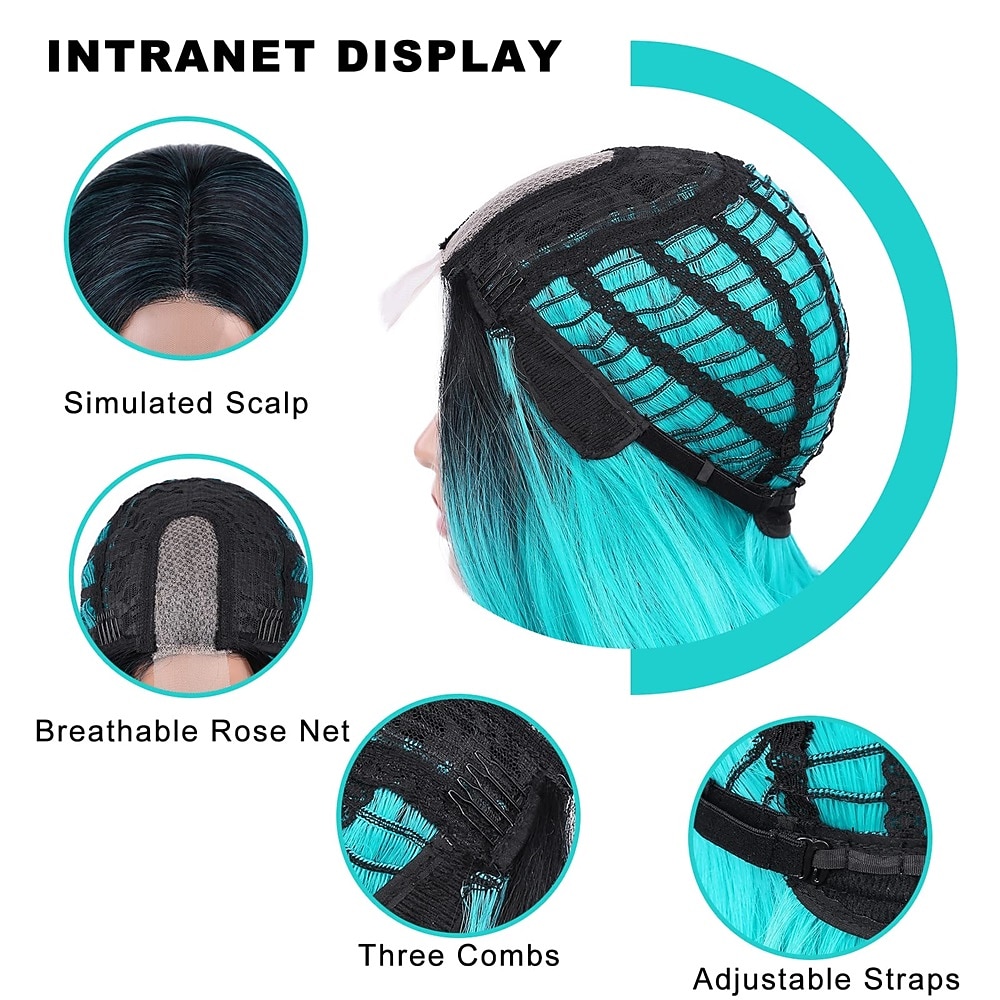 Ombre Bluish Green Wig Long Wavy Middle Part Wig Teal Blue Wig Heat Resistant Synthetic Hair Mermaid Wigs for Women Christmas Party Wigs 2026 - $31.99 –P15